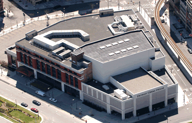 Aerial view of the roof for an industrial building