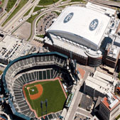 Aerial view of Comerica Park roof